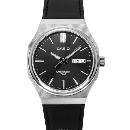 Casio Standard Analog Læderrem Grå Urskive Quartz MTP-E735L-8AV herreur