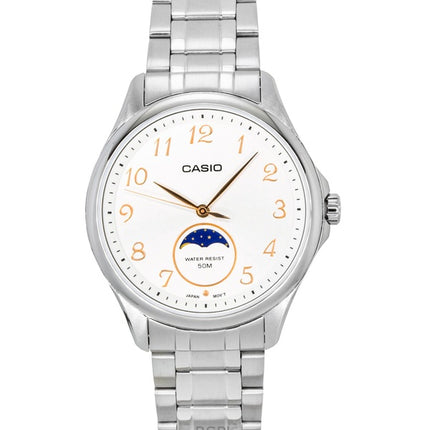Casio Standard Analog Månefase Rustfrit Stål Hvid Skive Quartz MTP-M110D-7AV Herreur