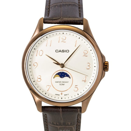 Casio Standard Analog Månefase Læderrem Elfenbensfarvet Skive Quartz MTP-M110RL-5AV Herreur