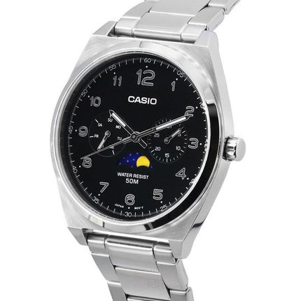 Casio Standard Analog Moon Phase Black Dial Quartz MTP-M300D-1A MTPM300D-1 herreur