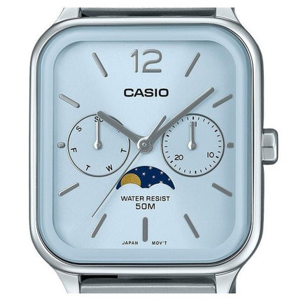 Casio Standard Analog Månefase rustfrit stål Baby Blue Dial Quartz MTP-M305D-2AV herreur
