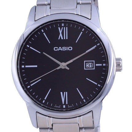 Casio Sort urskive Rustfrit stÃ¥l Analog kvarts MTP-V002D-1B3 MTPV002D-1 Herreur