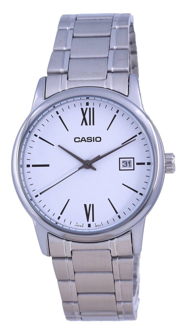 Casio Hvid urskive Rustfrit stÃ¥l Analog kvarts MTP-V002D-7B3 MTPV002D-7 Herreur