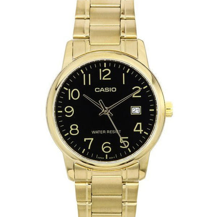 Casio Analog Gold Tone Rustfrit Stål Sort Urskive Quartz MTP-V002G-1B Herreur