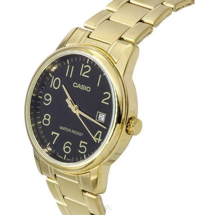 Casio Analog Gold Tone Rustfrit Stål Sort Urskive Quartz MTP-V002G-1B Herreur