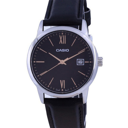 Casio Sort urskive Rustfrit stÃ¥l Analog kvarts MTP-V002L-1B3 MTPV002L-1 Herreur