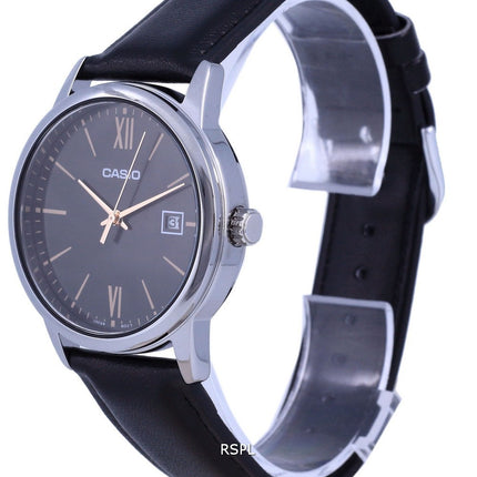 Casio Sort urskive Rustfrit stÃ¥l Analog kvarts MTP-V002L-1B3 MTPV002L-1 Herreur