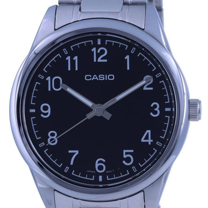 Casio sort skive rustfrit stål analog kvarts MTP-V005D-1B4 MTPV005D-1 herreur