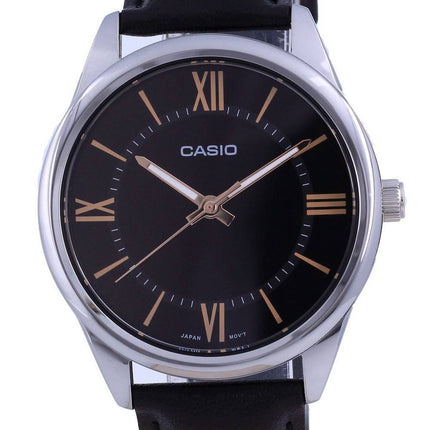 Casio Sort urskive Rustfrit stÃ¥l Analog kvarts MTP-V005L-1B5 MTPV005L-1 Herreur