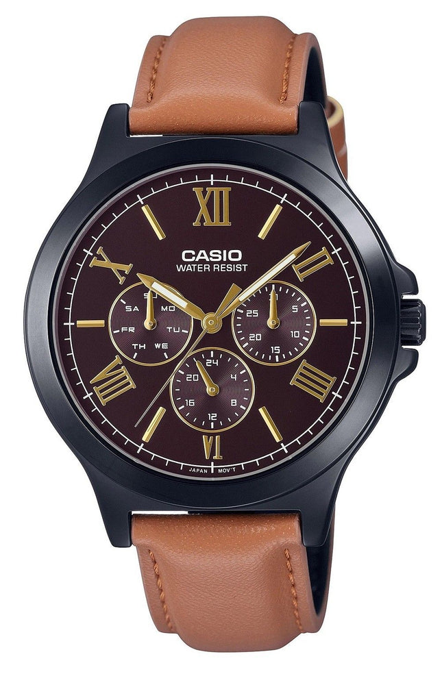 Casio Chronograph Læderrem Analog MTP-V300BL-5A MTPV300BL-5 Herreur
