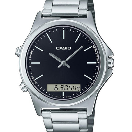 Casio analog digital sort skive i rustfrit stål MTP-VC01D-1E MTPVC01D-1 herreur
