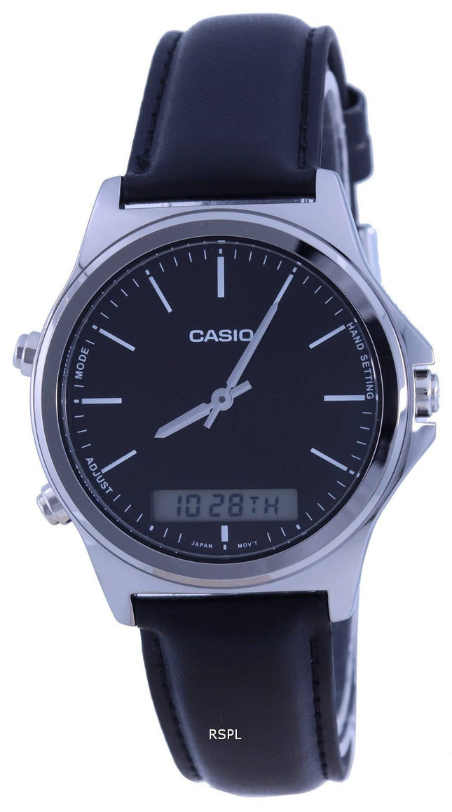 Casio analog digital lÃ¦derrem med sort skive MTP-VC01L-1E MTPVC01L-1 herreur