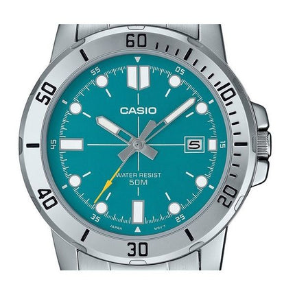 Casio standard analog rustfrit stål turkis blå skive kvarts MTP-VD01D-3E2V herreur