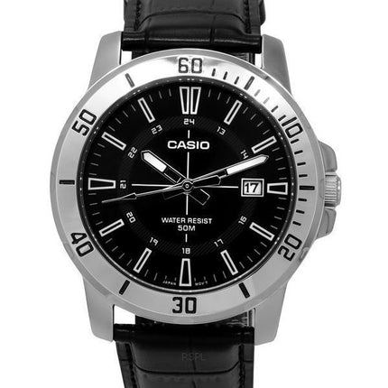 Casio Standard Analog sort læderrem Black Dial Quartz MTP-VD01L-1C herreur