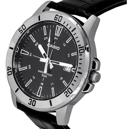 Casio Standard Analog sort læderrem Black Dial Quartz MTP-VD01L-1C herreur