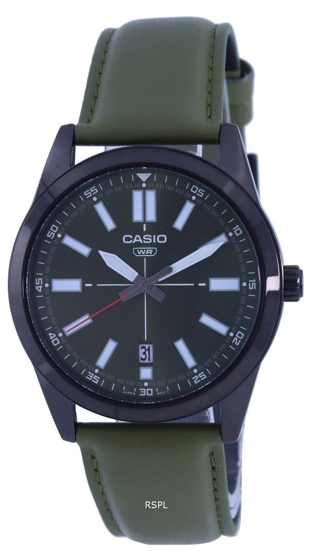 Casio analog sort skive lÃ¦derrem Quartz MTP-VD02BL-3E MTPVD02BL-3 herreur