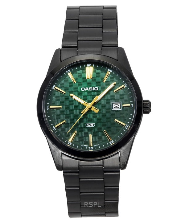 Casio Standard Analog Ion Belagt rustfrit stål Grøn skive Quartz MTP-VD03B-3A herreur