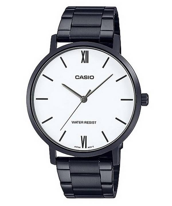 Casio hvid skive rustfrit stål analog MTP-VT01B-7B MTPVT01B-7 herreur