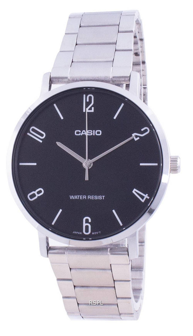 Casio sort urskive rustfrit stål kvarts MTP-VT01D-1B2 MTPVT01D-1B2 Herreur