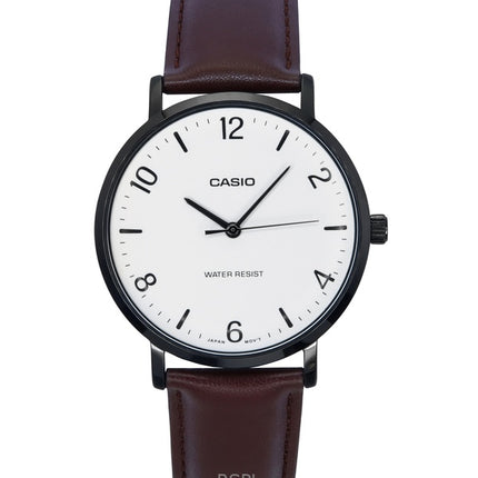 Casio Standard Analog Læderrem Hvid Urskive Quartz MTP-VT03BL-7B Herreur