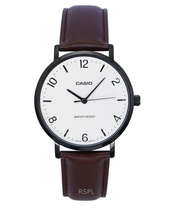 Casio Standard Analog Læderrem Hvid Urskive Quartz MTP-VT03BL-7B Herreur