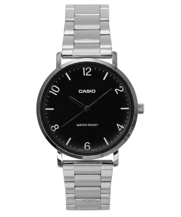 Casio Standard Analog Rustfrit Stål Sort Urskive Quartz MTP-VT03D-1B Herreur