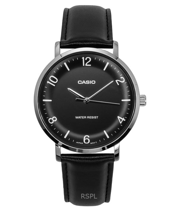 Casio Standard Analog Læderrem Black Dial Quartz MTP-VT03L-1B herreur