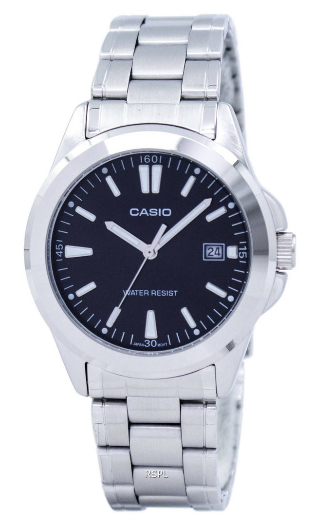Casio kvarts Analog Black Dial rustfrit stål MTP-1215A-1A2DF MTP-1215A-1A2 Herreur