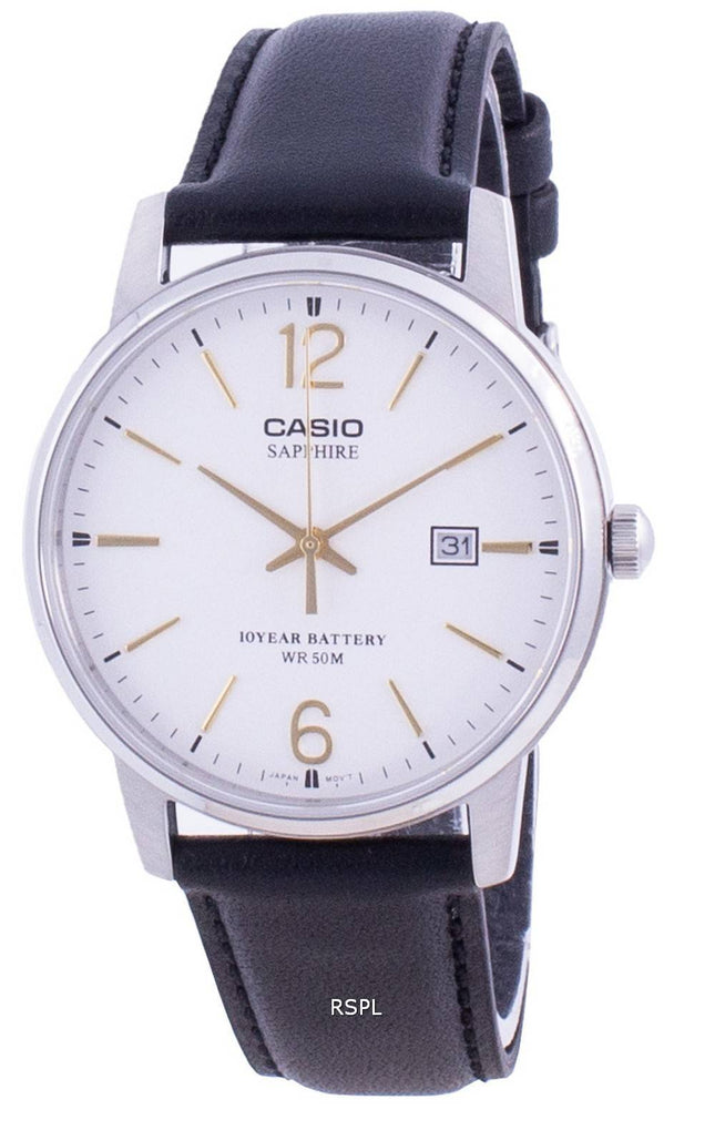 Casio hvid urskive læderrem kvarts MTS-110L-7AV MTS110L-7AV herreur