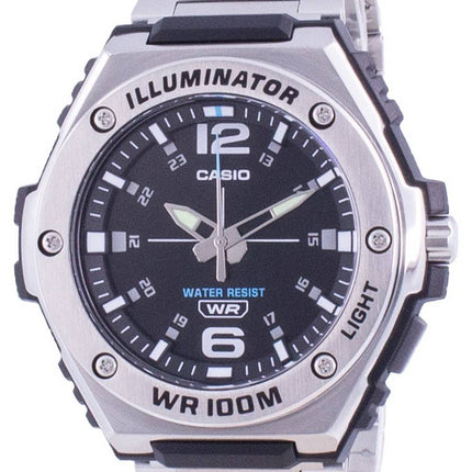 Casio Youth Schwarzes Zifferblatt Edelstahl Quarz MWA-100HD-1A MWA100HD-1 100M Herrenuhr