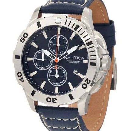 Nautica Chronograph blå læder halskæde N18642G