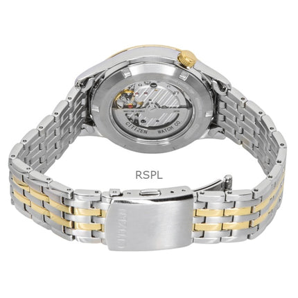 Citizen tofarvet rustfrit stål åben hjerte grøn urskive automatisk NH9134-83X herreur