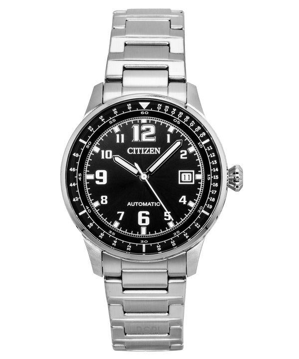 Citizen Urban Military rustfrit stål sort urskive automatisk NJ0190-51E 100M herreur