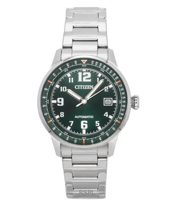 Citizen Urban Military rustfrit stål grøn urskive automatisk NJ0190-51X 100M herreur