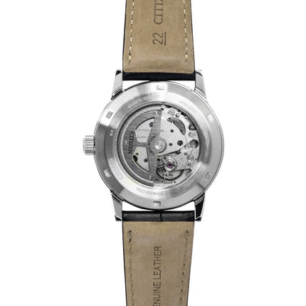 Citizen kalveskindsrem sort urskive automatisk NJ0210-05E 100M herreur