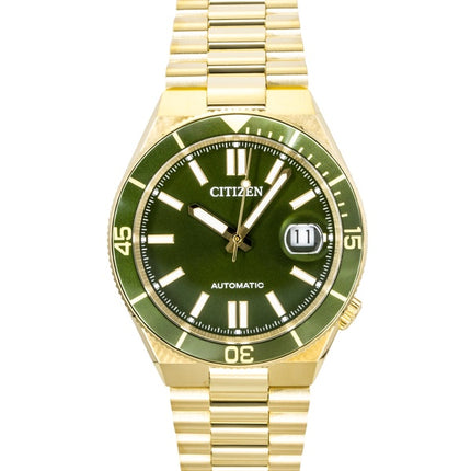 Citizen Tsuyosa Shore analog guldfarvet rustfrit stål grøn urskive automatisk NJ0232-53X 100M herreur