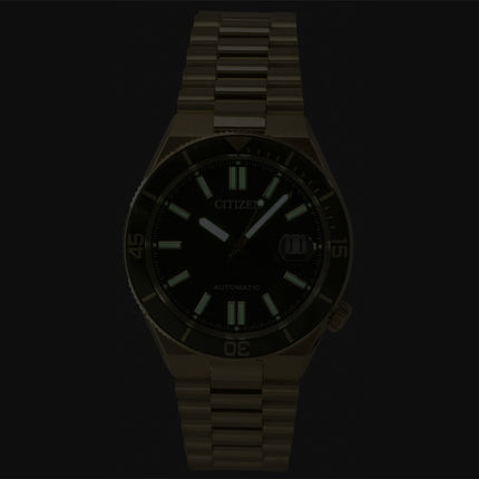 Citizen Tsuyosa Shore analog guldfarvet rustfrit stål grøn urskive automatisk NJ0232-53X 100M herreur