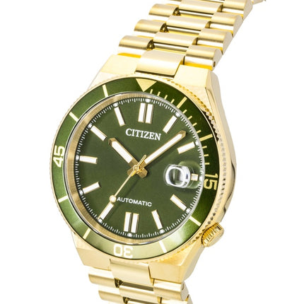 Citizen Tsuyosa Shore analog guldfarvet rustfrit stål grøn urskive automatisk NJ0232-53X 100M herreur