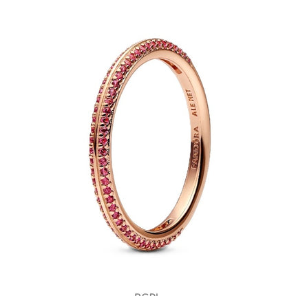 Pandora Me Red Pave Ring med 14 karat rosaforgyldning P-189679C02-54 til kvinder