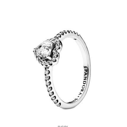 Pandora Forhøjet Hjerte Ring Med Klar Kubisk Zirkon P-198421C01-54 Til Kvinder
