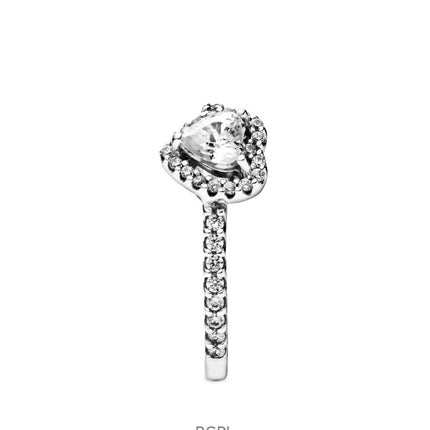Pandora Forhøjet Hjerte Ring Med Klar Kubisk Zirkon P-198421C01-54 Til Kvinder