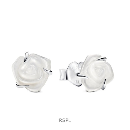 Pandora Hvid Rose i Bloom Ørering med Hvid Bioresin P-293209C01 til Kvinder
