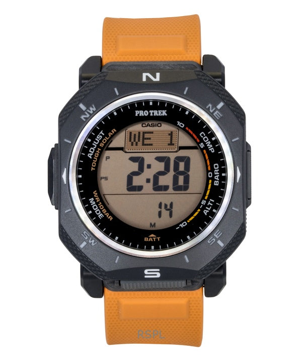 Casio Pro Trek Digital Orange Bio-Based Resin Strap Solar PRG-69-4 100M Men's Watch