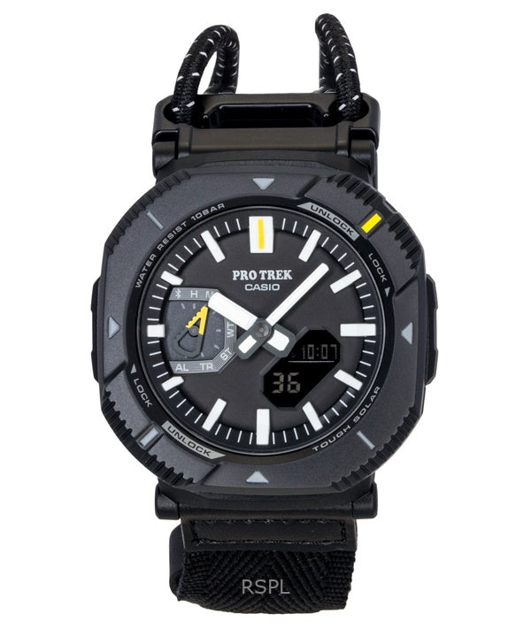 Casio Pro Trek analog digital smartphone link stofrem sort urskive solcelle PRJ-B001B-1 100M herreur