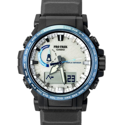 Casio Pro Trek Dragon Eye analog digital radiostyring hvid urskive solcelle PRW-61D-2 100M herreur
