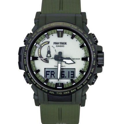 Casio Pro Trek analog digital biobaseret harpiksrem hvid urskive solcelle PRW-61LD-3 100M herreur