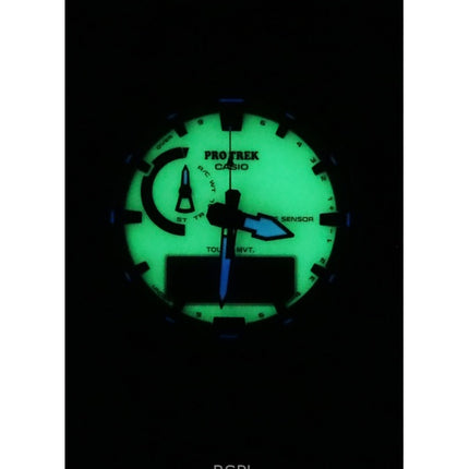 Casio Pro Trek analog digital biobaseret harpiksrem hvid urskive solcelle PRW-61LD-3 100M herreur