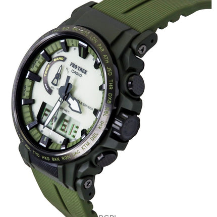 Casio Pro Trek analog digital biobaseret harpiksrem hvid urskive solcelle PRW-61LD-3 100M herreur