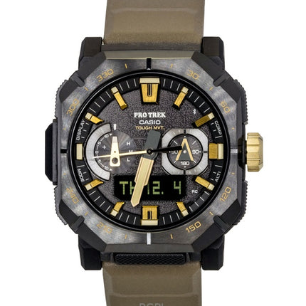 Casio Pro Trek analog digital smartphone link brun gummirem sort urskive solcelle PRW-B1000-5 100M herreur