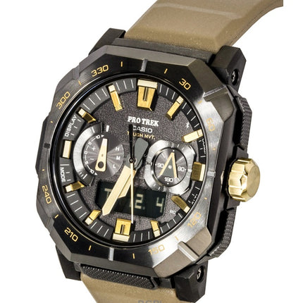 Casio Pro Trek analog digital smartphone link brun gummirem sort urskive solcelle PRW-B1000-5 100M herreur